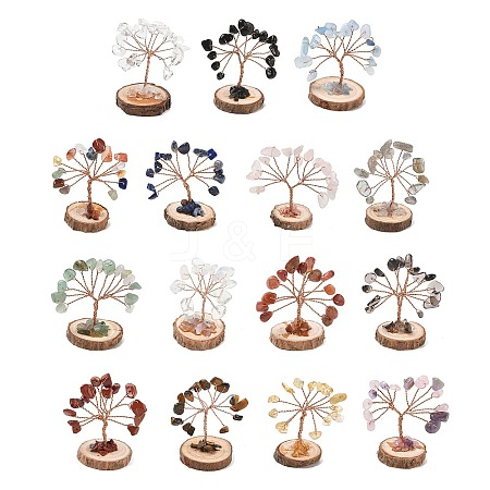Natural & Synthetic Gemstone Chips Tree of Life Decorations GG-CBAEDF6-01-1