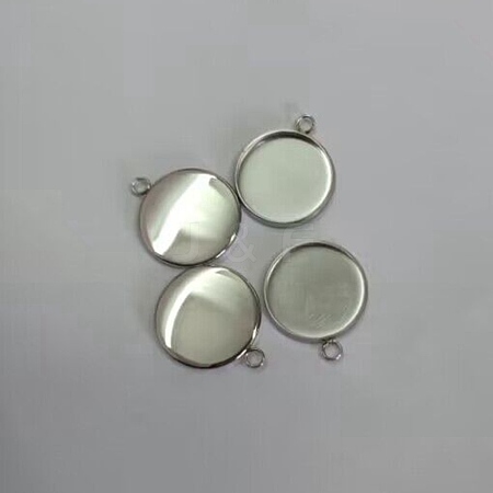 304 Stainless Steel Pendant Cabochon Settings(Only Polish the Outside but not the Inside) STAS-G127-13-14mm-P01-1