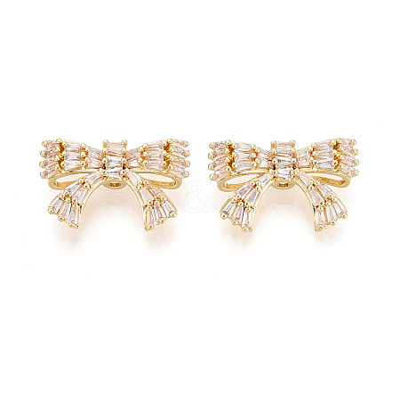 Brass Micro Pave Cubic Zirconia Beads KK-N276-11G-1