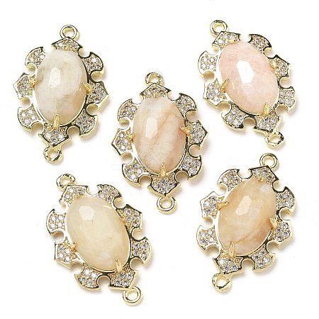 Natural Moonstone Faceted Oval Connector Charms G-G181-06G-09-1