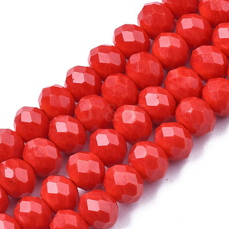 Opaque Solid Color Imitation Jade Glass Beads Strands EGLA-A044-P6mm-D22-1