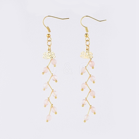 Natural Rose Quartz Dangle Earrings EJEW-JE03634-02-1