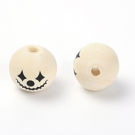 Natural Chinese Cherry Halloween Theme Wood Beads WOOD-TAC0010-08B-1