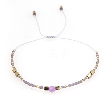 Adjustable Glass Seed Bead Braided Bead Bracelets for Women VT9382-44-1