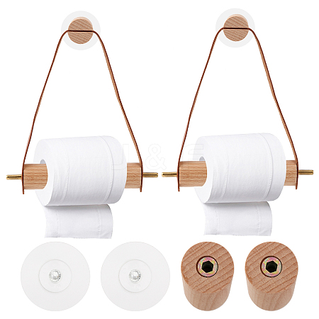 Globleland 2 Sets 2 Colors Wood & Brass Toilet Wall Hanging Perforated Rope Holder FIND-GL0001-51-1