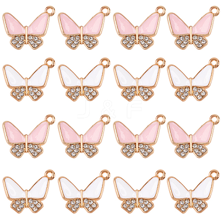32Pcs 2 Colors Alloy Enamel Rhinestones Pendants ENAM-SC0005-54-1