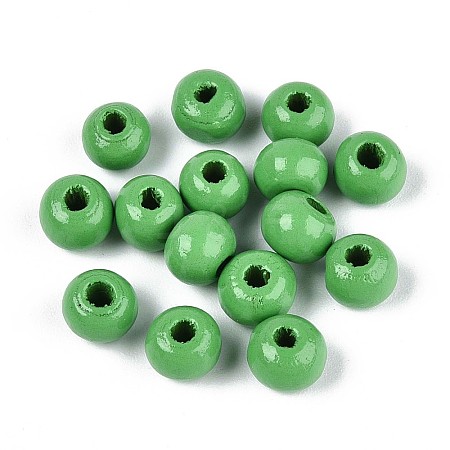 Spray Painted Round Natural Schima Wood Beads WOOD-A018-6mm-08-1