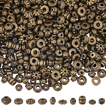 500Pcs 10 Styles Tibetan Style Spacer Beads FIND-BM0001-32-1