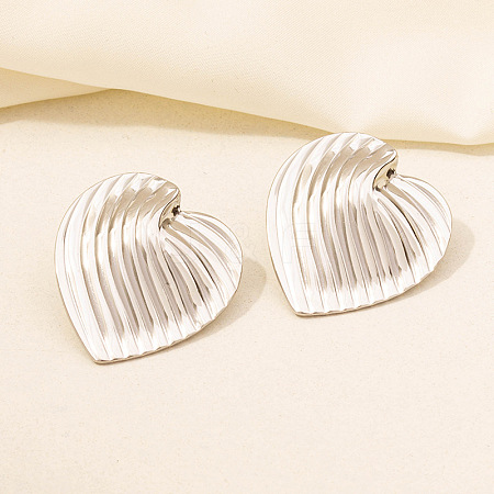 Stylish 304 Stainless Steel Heart Stud Earrings for Women IH1399-5-1