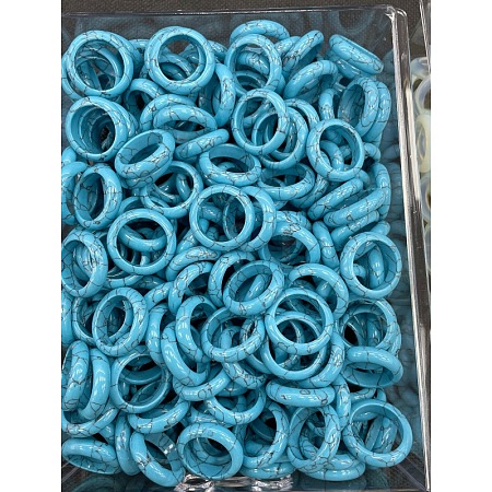 Synthetic Turquoise Finger Rings WG8089A-13-1