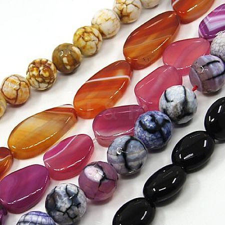 Natural Agate Beads Strands G-MSMC006-M5-1