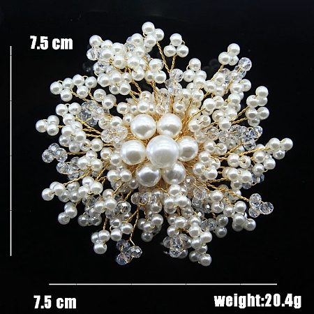 Handmade Plastic Imitation Pearl Alloy Flower Brooch PW-WG92375-01-1