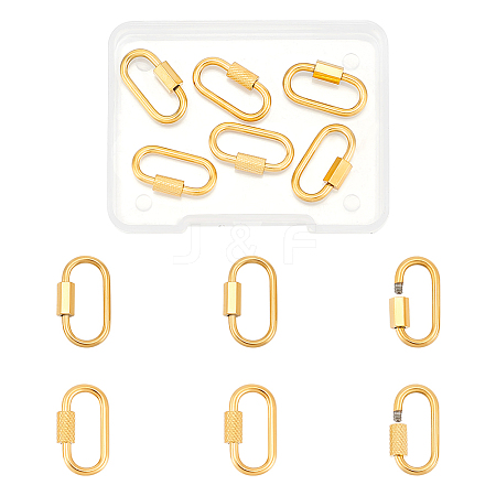 6Pcs 2 Colors 304 Stainless Steel Screw Carabiner Lock Charms FIND-UN0003-51A-1