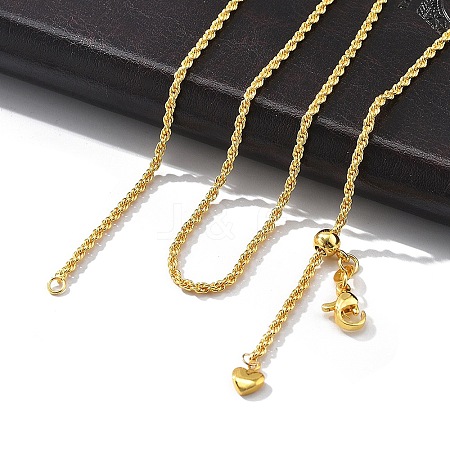 2mm Rack Plating Brass Rope Chain Adjustable Slider Necklaces for Women Men MAK-L044-06G-1