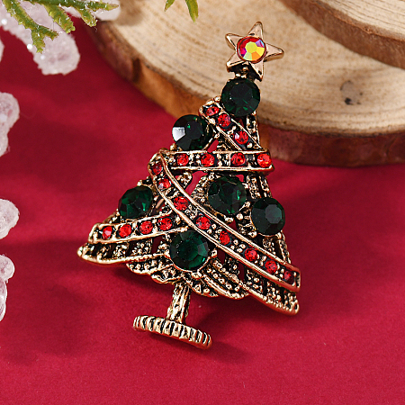 Christmas Theme Zinc Alloy Rhinestone Brooches for Backpack Clothes LK8386-10-1