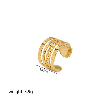 Stylish Stainless Steel Open Cuff Ring with Multi-layer Chain Design for Women BH4692-1