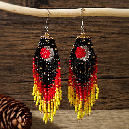 Bohemian Glass Bead Moon Fringe Earrings BM6276-3-1