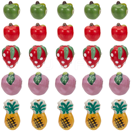 25Pcs 5 Styles Handmade Porcelain Beads PORC-PA0001-52-1