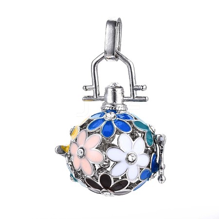 Rack Plating Brass Cage Pendants KK-Q402-10P-2A-1