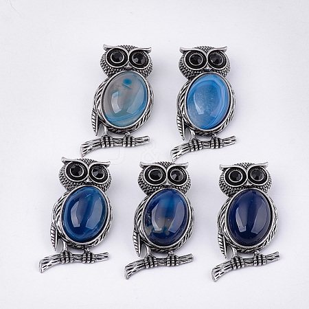 Natural Agate Brooches/Pendants G-S353-05C-1