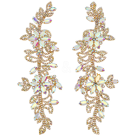 Brass Rhinestone Cloth Patches PATC-WH0031-003G-01-1