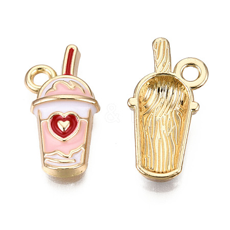 Eco-Friendly Zinc Alloy Milkshake Pendants X-ENAM-R051-16-03G-NR-1