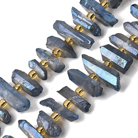 Electroplate Natural Quartz Crystal Beads Strands G-F800-B11-1