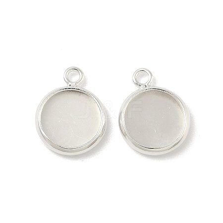 Flat Round Brass Pendant Cabochon Settings X-KK-K414-14B-S-1