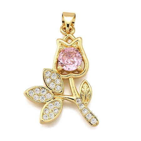 Rack Plating Brass Micro Pave Cubic Zirconia Pendants KK-K401-50A-G-1