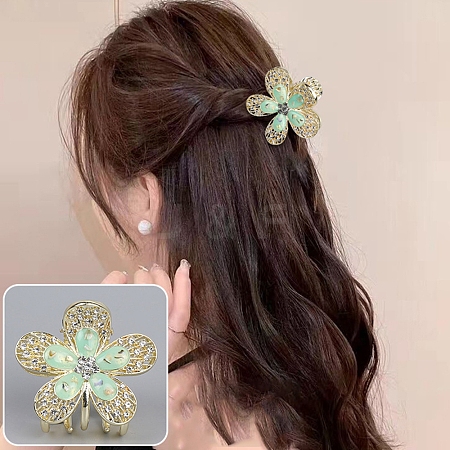 Flower Alloy Rhinestone Claw Hair Clips PW-WG5936D-02-1