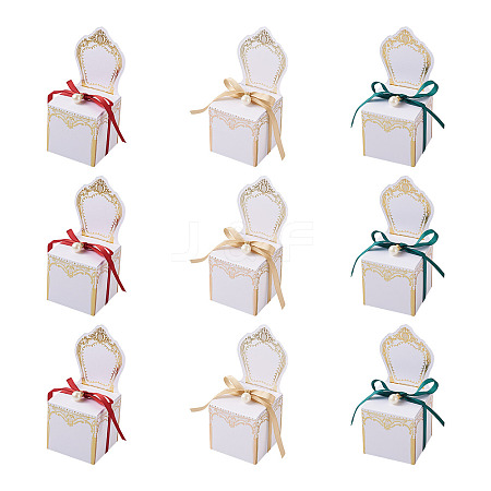 30 Sets 3 Colors Chair Shape Romantic Wedding Candy Box CON-FW0001-01-1
