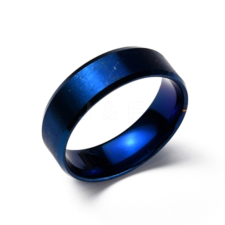 Titanium Steel Wide Band Finger Rings for Women Men RJEW-WH0009-13H-BU-1