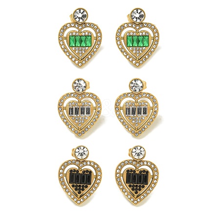 Ion Plating(IP) 304 Stainless Steel with Rhinestone Stud Earrings EJEW-G400-02C-G-1