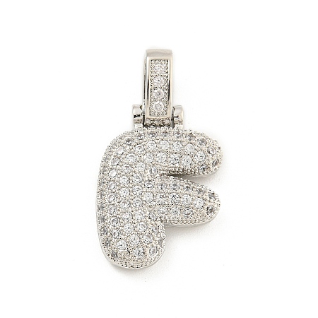 Brass Micro Pave Clear Cubic Zirconia Pendants KK-B099-01P-F-1