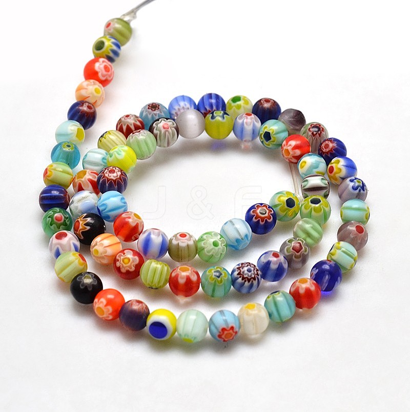 Wholesale Round Millefiori Glass Beads Strands - Jewelryandfindings.com