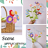12Pcs 4 Colors Crochet Cotton Flower Ornaments with Iron Wire AJEW-FG0002-93-5