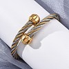 304 Stainless Steel Torque Bangles for Women BJEW-P310-23GP-3