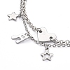 304 Stainless Steel Multi-strand Charm Anklets AJEW-AN00402-2