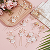 2 Sets 2 Styles Floral Brass Hair Combs OHAR-ME0001-04-5