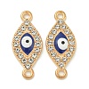 Alloy Blue Enamel Evil Eye Connector Charms ENAM-S003-03C-1