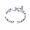 Non-Tarnish 304 Stainless Steel Word Love Open Cuff Ring RJEW-T023-72P-2