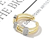 Brass Micro Pave Clear Cubic Zirconia Cuff Finger Rings for Women RJEW-B112-09GP-3