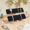 Velvet 2 Tier T-Bar Bracelet Display Stands with Wooden Base BDIS-WH0010-08C-6