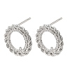 Brass Micro Pave Cubic Zirconia Stud Earring Findings with Loops CU-CBA1682-04P-1