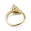 Dragon Brass with Cubic Zirconia Open Cuff Ring RJEW-L111-02G-3