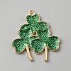 Saint Patrick's Day Glitter Alloy Enamel Pendants ENAM-CJC0003-58G-KCG-1