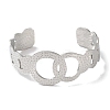 Non-Tarnish 304 Stainless Steel Textured Ring Open Cuff Bangles for Women BJEW-I315-03P-2