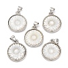 Natural White Shell Carved Sunflower Pendants KK-D537-03P-02-1