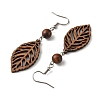 Leaf Natural Walnut Wood Dangle Earrings for Women EJEW-JE06101-01-4