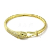 Brass Pave Clear & Green Cubic Zirconia Leopard Hinged Bangle for Women BJEW-K246-21C-G-2